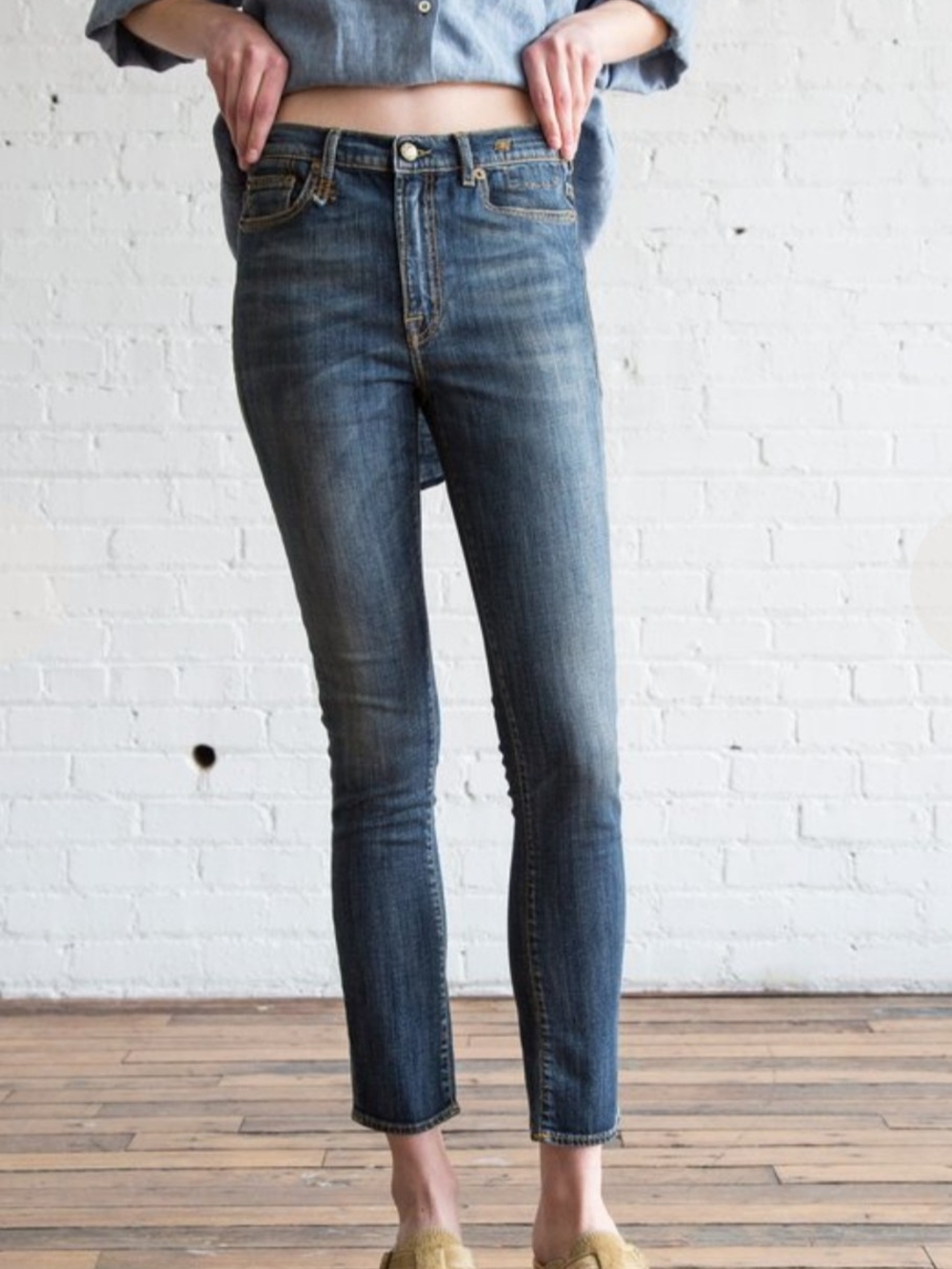 R13 Slouch Skinny Denim Mid-Rise